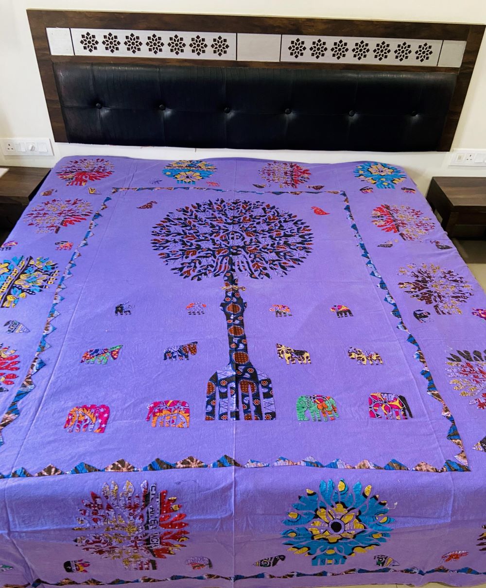 Purple Patchwork Double Bed Sheet