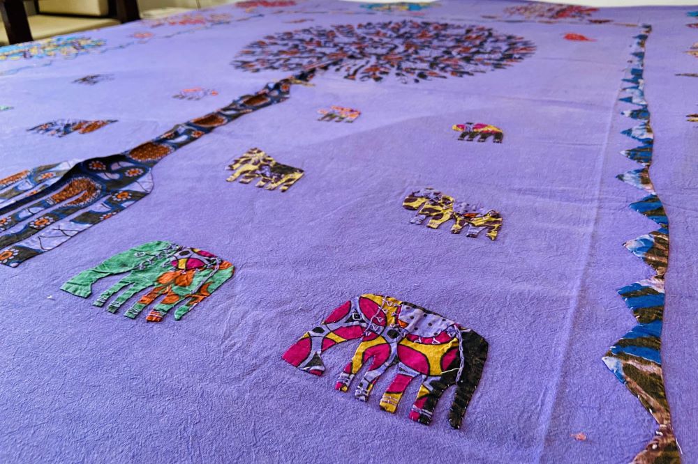 Purple Patchwork Double Bed Sheet - Image 2