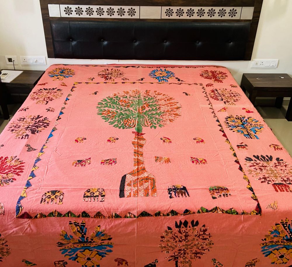 Saffron Patchwork Double Bed Sheet