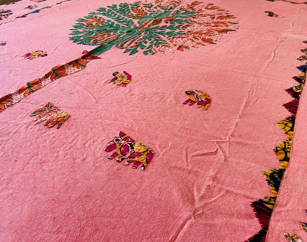 Saffron Patchwork Double Bed Sheet - Image 2