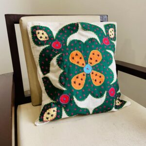 Green Flower Cushion Cover