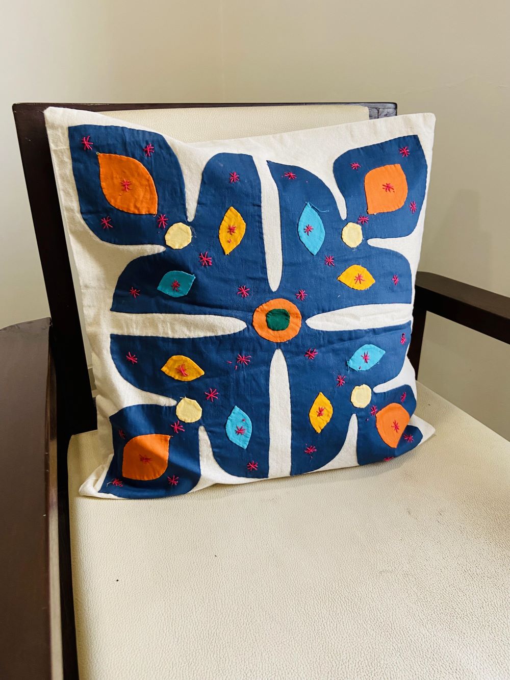 Blue Flower Cushion Cover
