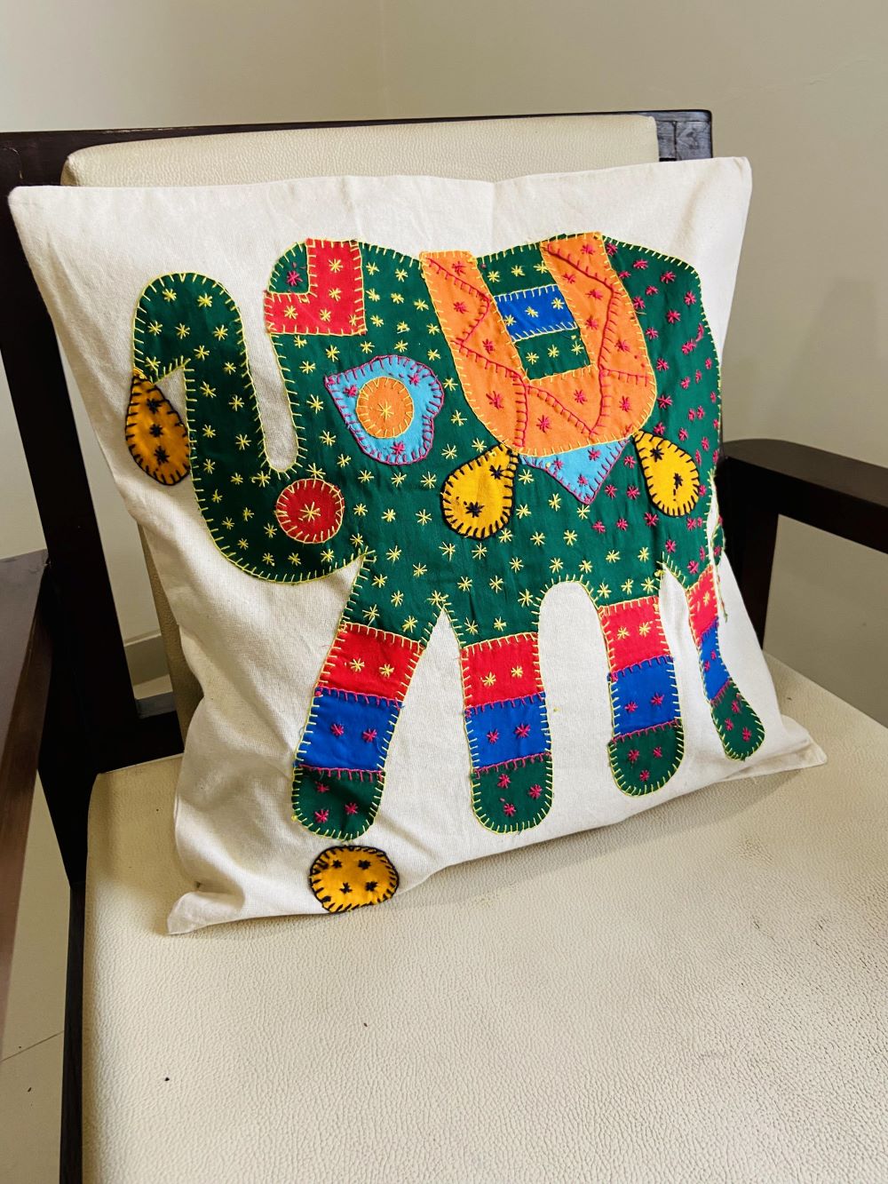Green Elephant Cushion Cover