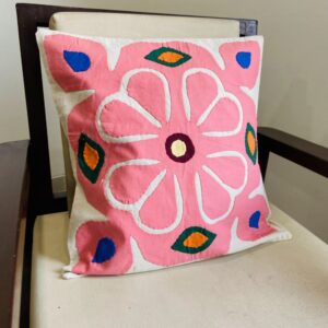 Pink Flower Cushion Cover